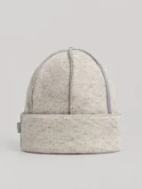 Ecru Fleece Beanie, front view