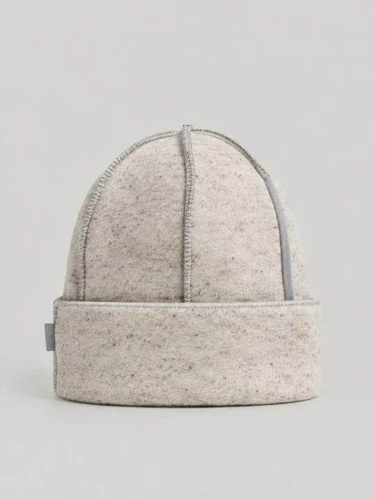 Ecru Fleece Beanie, front view