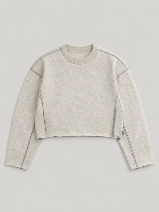 Raw-Edge Crop Crew, front view